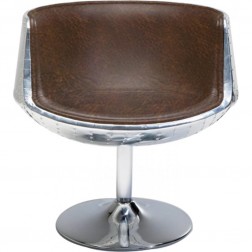 Cognac Aviator chair - Eero Aarnio style - Aged effect microfiber imitation leather