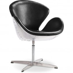  Swan Chair Aviator Armchair - Premium Leather Black